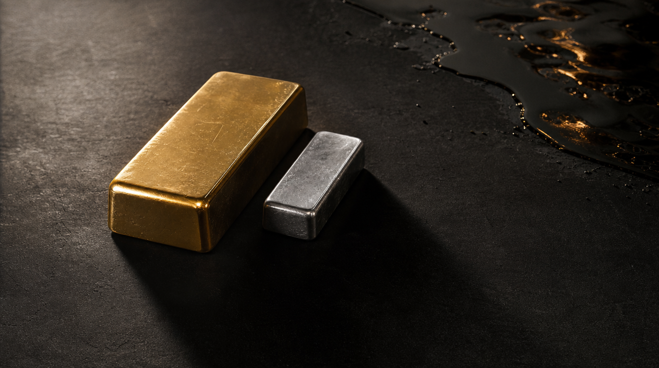 Öl springt 7 %, doch Gold und Silber fallen tief